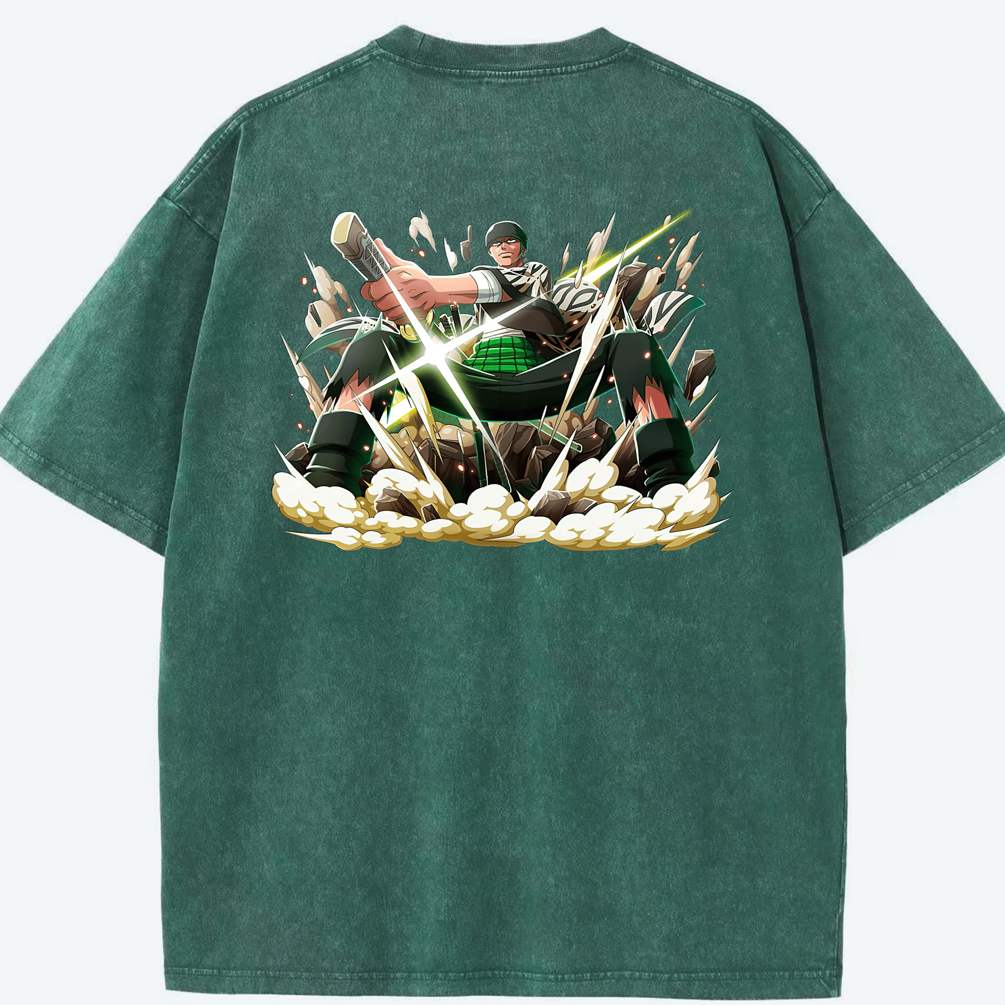 ワンピース ロロノア・ゾロ ONE PIECE Roronoa Zoro 綿100% ヴィンテージ風 半袖Tシャツ（背面プリント）